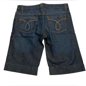 Calvin Klein Blue Jean Bermuda Shorts with Cuffed Hem 10 NWT
